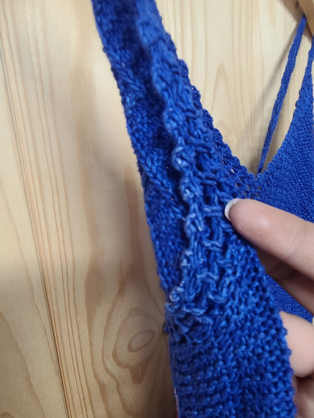 Tori Richard Bohemian Floral Maxi Dress with Royal Blue Crochet Bodice - Picture 3 of 12